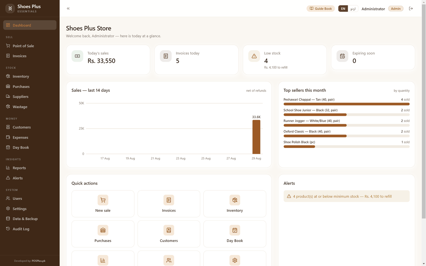 POS Plus dashboard